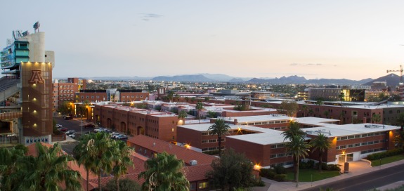 View of UArizona campus from building rooftop