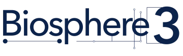 Logo for Biosphere 3, a rebranding of Biosphere 2 (B2) digital twin