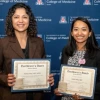 Dr. Salma Patel (left) and Dr. Sujata Saha hold up certificates