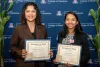 Dr. Salma Patel (left) and Dr. Sujata Saha hold up certificates